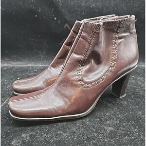 FRANCO SARTO WOMEN'S 8.5 M BROWN ANKLE BOOT SIZE BACK ZIP CLASSIC COMFORTABLE
